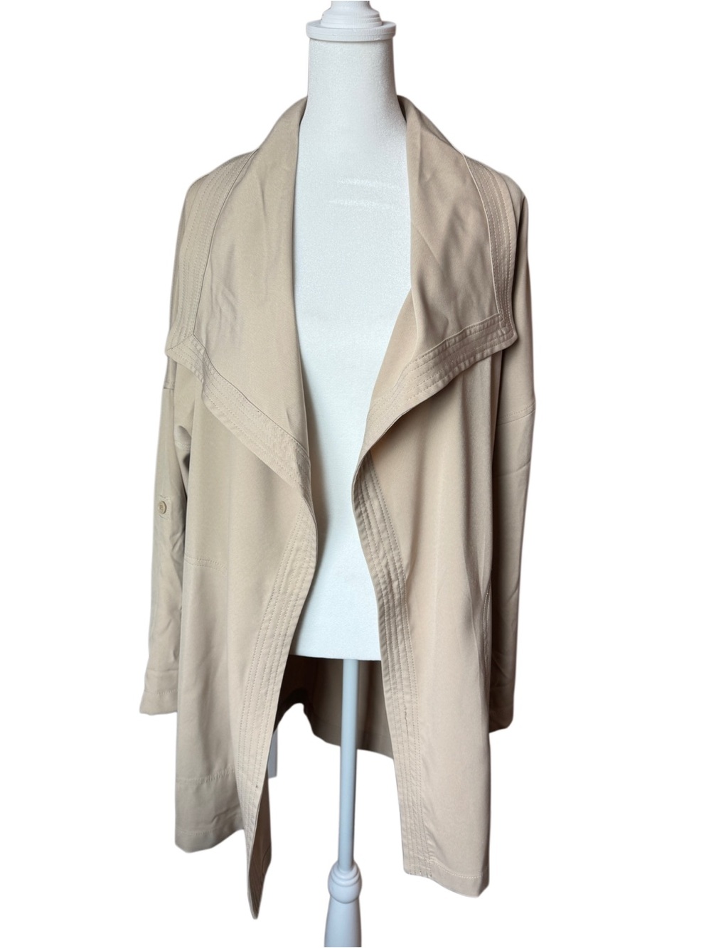 NWT Max Studio Sandstone Draped Open-Front Duster Jacket